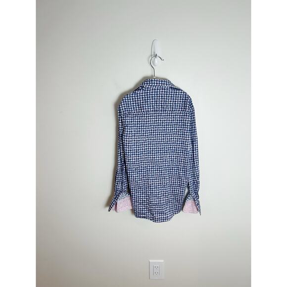 Robert Graham Kids Checkered Button Up Shirt with Pink Collar Size 10-12 - Picture 2 of 9